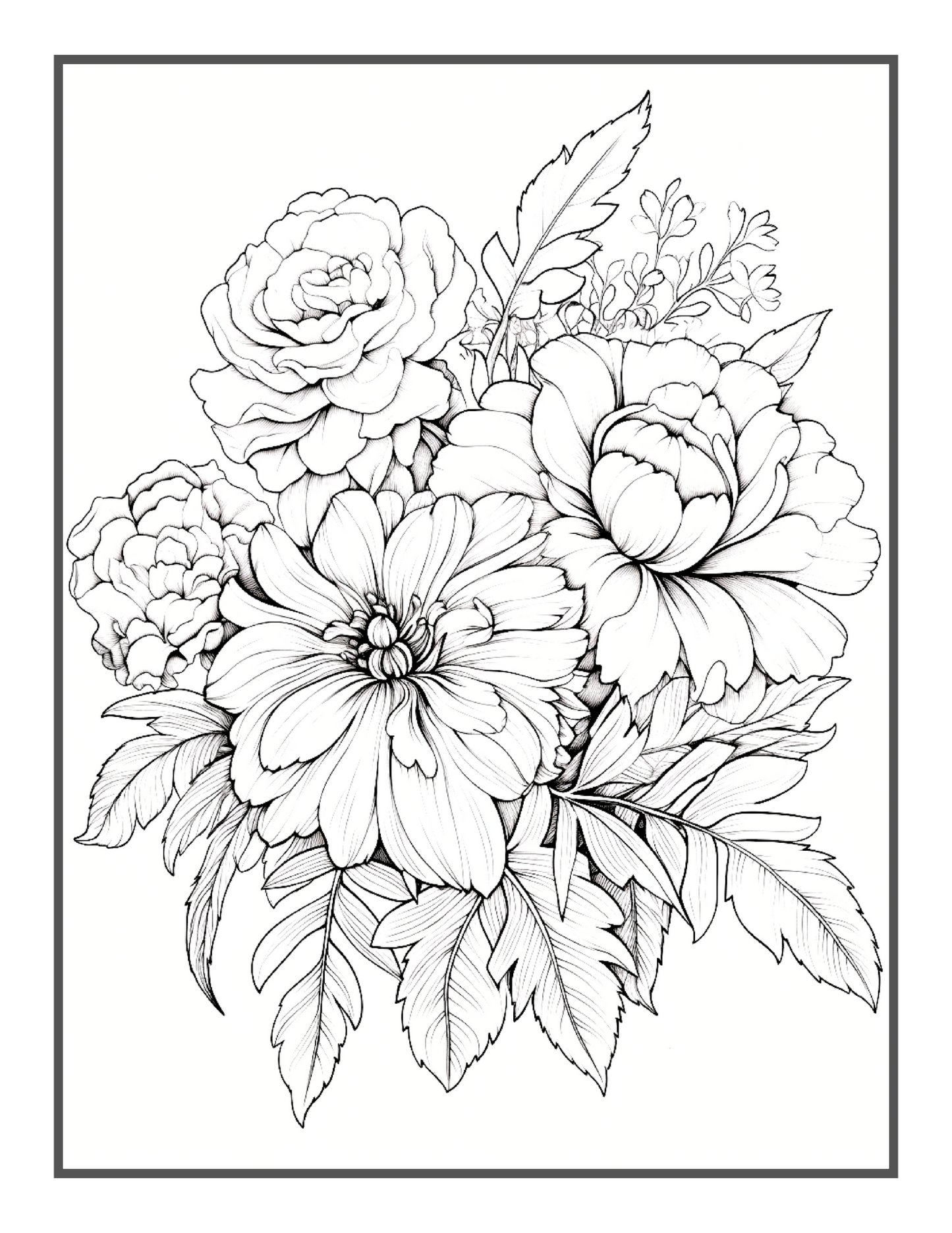 Valentines Art Flowers Coloring Book Gift for Adults Kids Men Women Boys Girls Teens 50 Pages Cute Floral Coloring Pages for Children Youth
