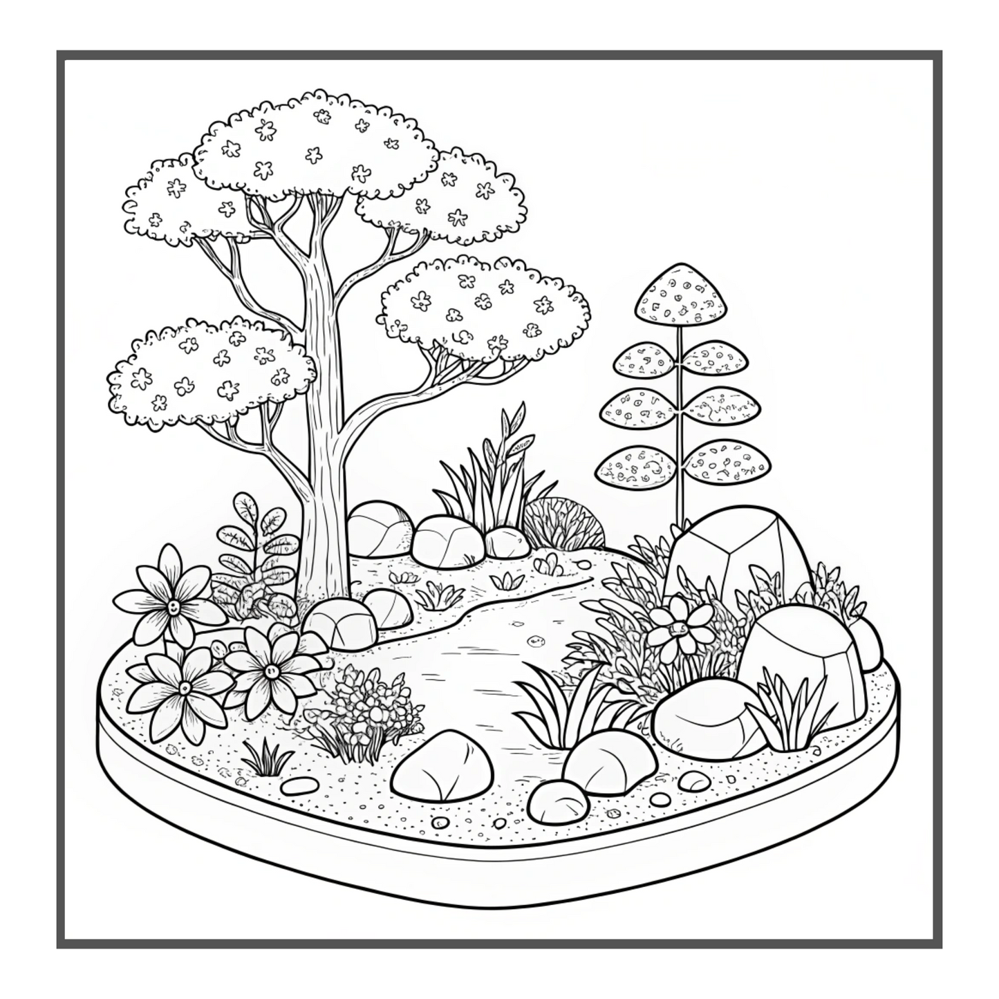 50 Pages Cute Kawaii Garden Coloring Book Gift for Adults Kids Men Women Boys Girls Teens Youth Cool Garden Coloring Sheets for Children