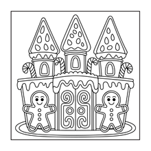 Load image into Gallery viewer, Cute Christmas Gingerbread House Coloring Book Whimsical Candy Holiday Pages for Kids Teens Adults Festive Relaxation Gift