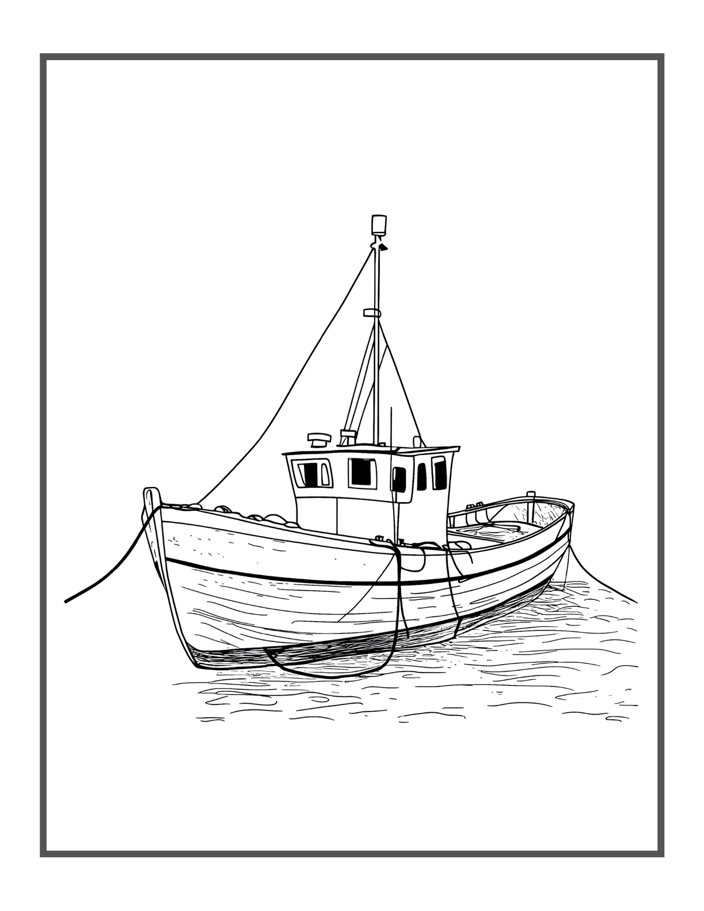 50 Pages Fishing Boat Coloring Book Gift for Adults Kids Men Women Boys Girls Teens Youth Bold and Easy Motor Boat Coloring Sheets Children