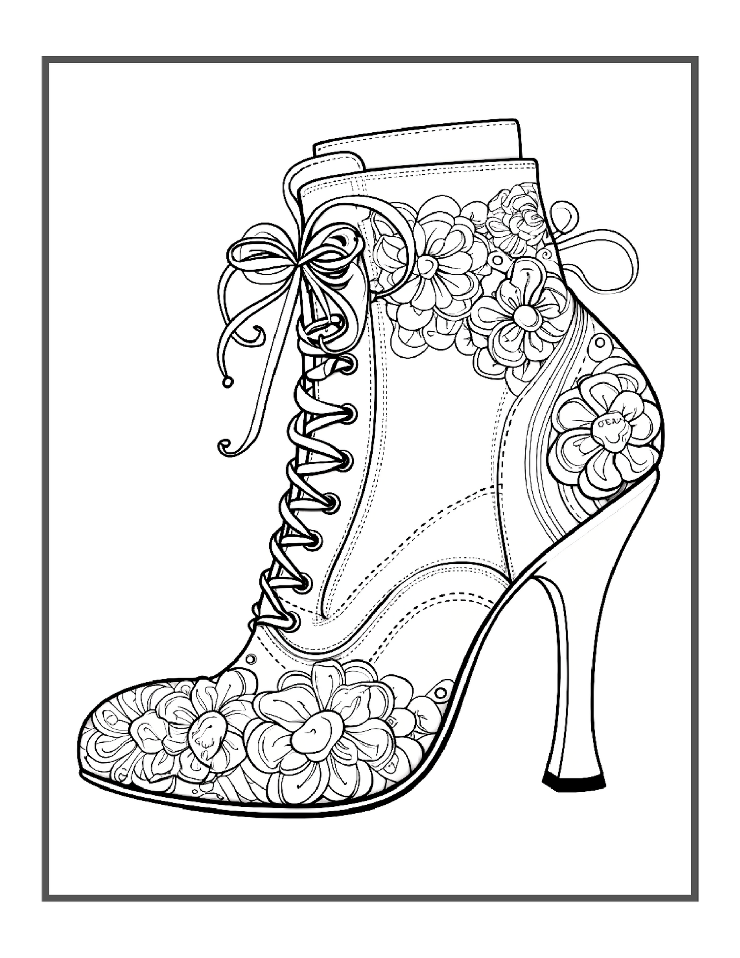 50 Pages Fashion Shoes Coloring Book Gift for Adults Kids Men Women Boys Girls Teens Youth Fancy Bold and Easy Design Coloring Activity Book