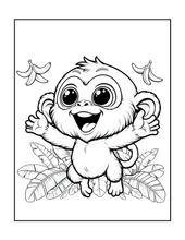 Load image into Gallery viewer, Cute Monkey Coloring Book for Kids Adults Fun Zoo Animal Pages, Stress Relief Creative Activity Coloring Book