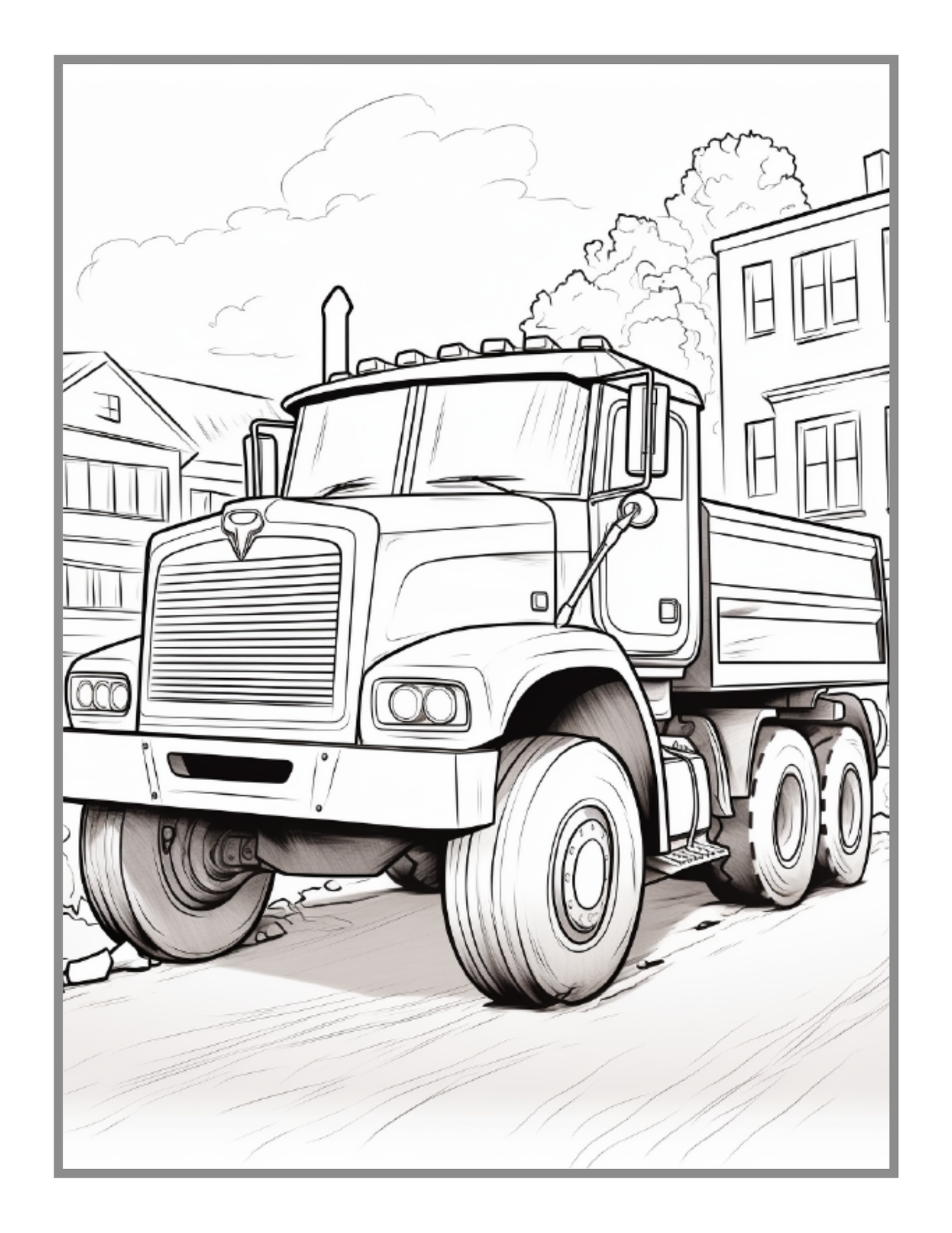 50 Pages Construction Vehicle Coloring Book Gift for Men Women Adults Kids Boys Girls Teens Children Construction Truck Coloring Pages