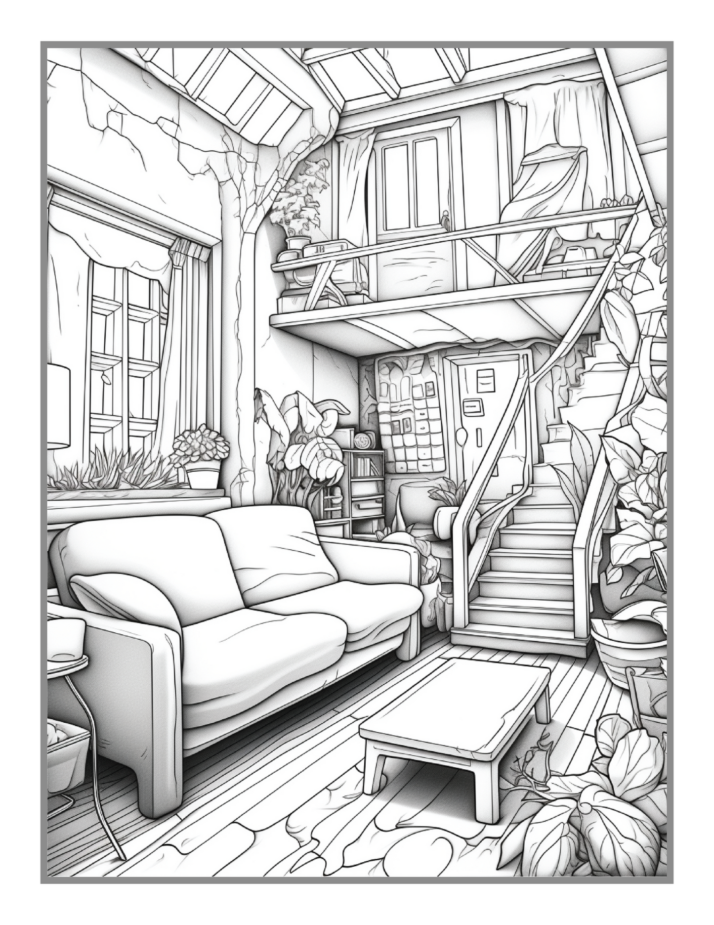 Interior Design Cute Cozy Room Coloring Book Birthday Gift for Adults Kids Men Women Boys Girls Stress Relief Relaxation Coloring Sheets