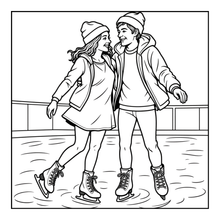 Load image into Gallery viewer, Ice Skating Coloring Book Kids Adults, Winter Sports Figure Skate Activity Coloring Pages, Gift for Skaters Hockey Fans