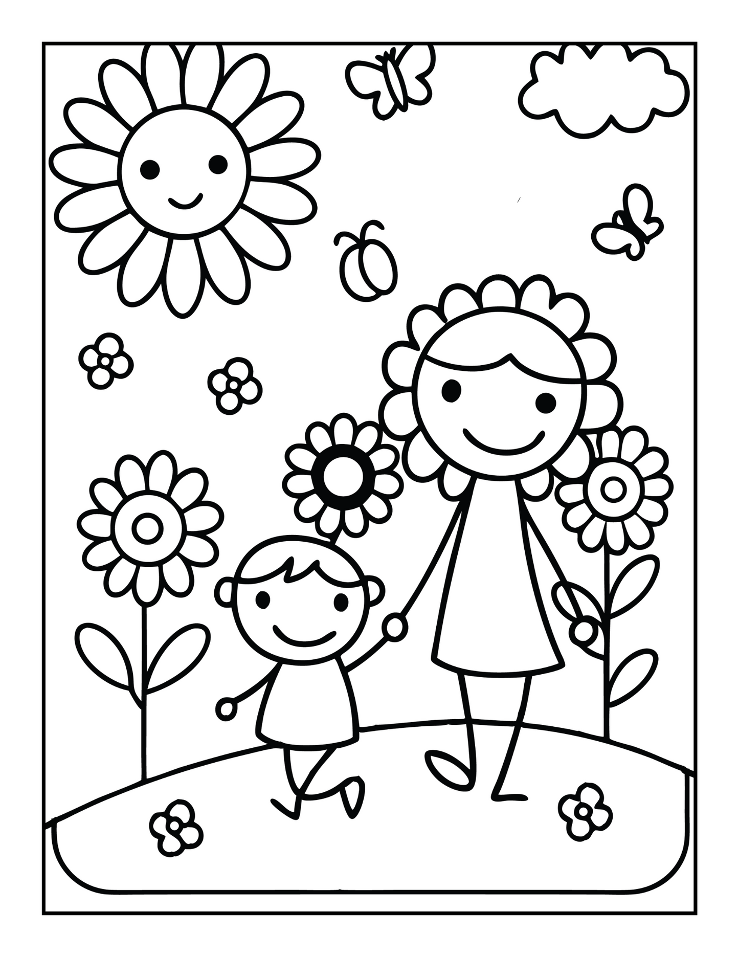 50 Pages Happy Mother's Day Coloring Book Gift for Kids Boys Girls Young Teens Youth Mom and Kids Coloring Pages Bold and Easy Mothers Day