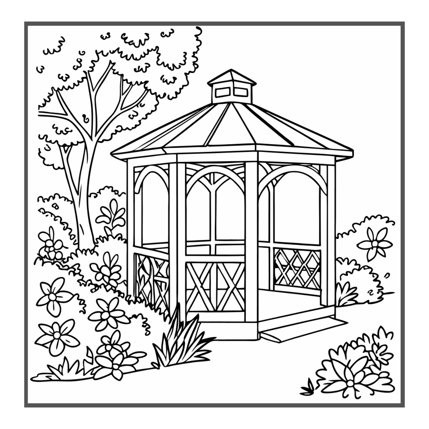 50 Pages Cute Kawaii Garden Coloring Book Gift for Adults Kids Men Women Boys Girls Teens Youth Nature Lover Garden Coloring Book