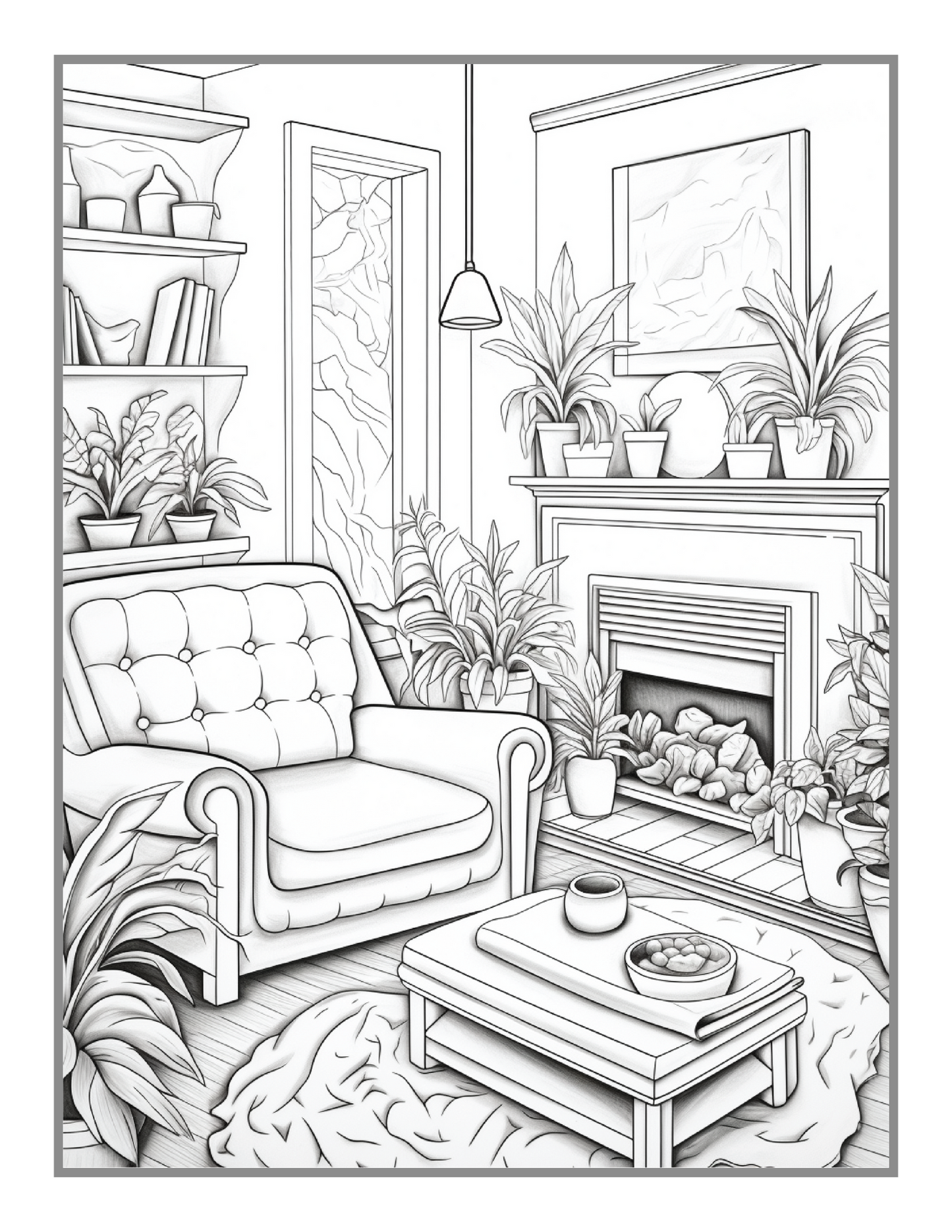 Interior Design Cute Cozy Room Coloring Book Birthday Gift for Adults Kids Men Women Boys Girls Stress Relief Relaxation Coloring Sheets