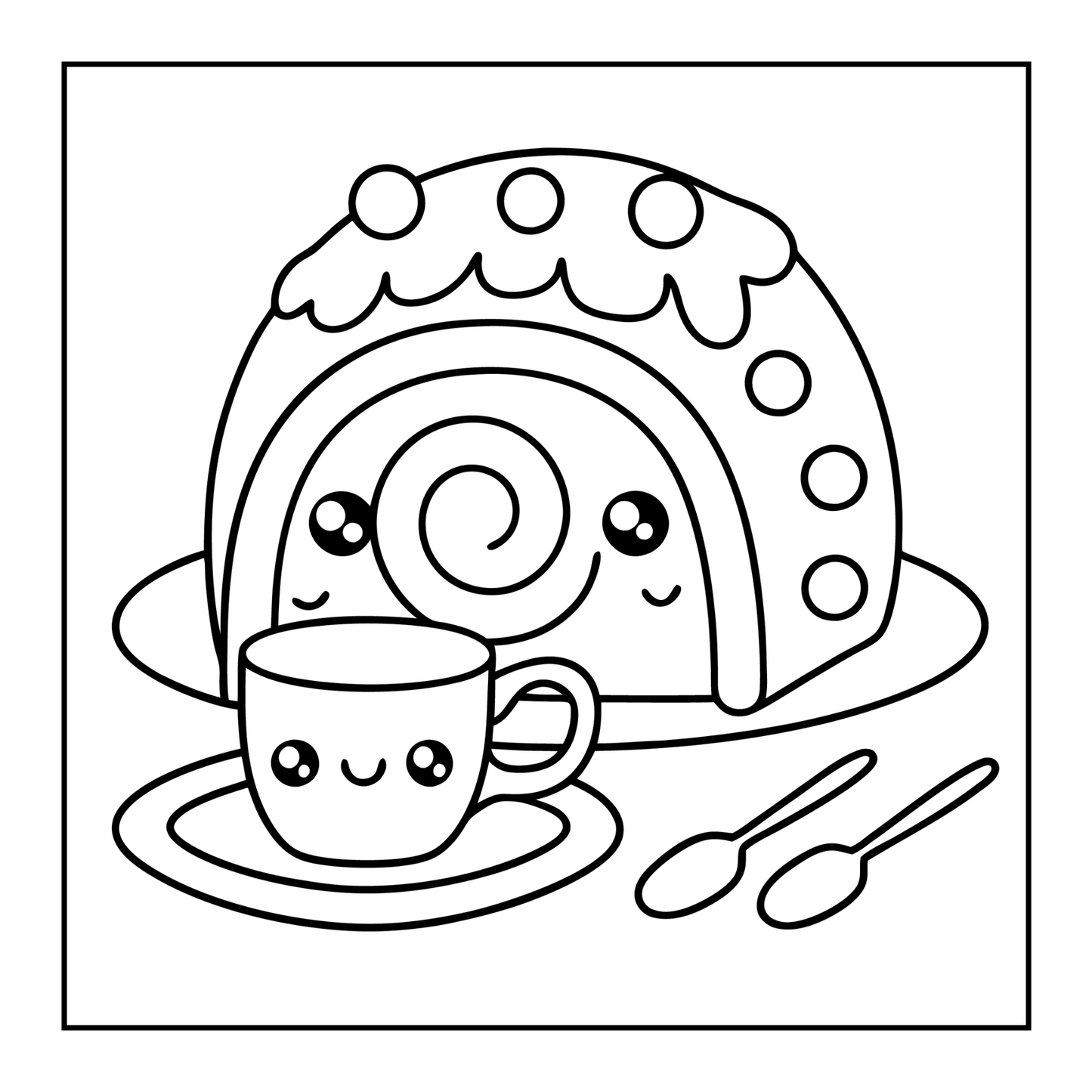 50 Pages Bold and Easy Sweet Treats Food Coloring Book Gift for Kids Boys Girls Young Teens Children Youth Food Drink Sweets Coloring Book