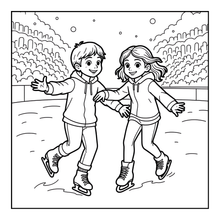 Load image into Gallery viewer, Ice Skating Coloring Book Kids Adults, Winter Sports Figure Skate Activity Coloring Pages, Gift for Skaters Hockey Fans