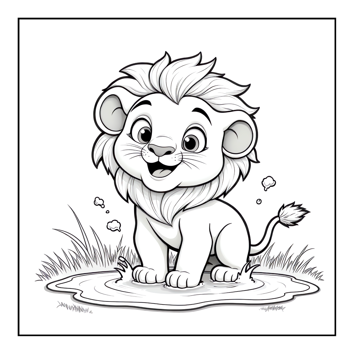 Cute Cozy Funny Lion Animal Coloring Book Gift for Adults Kids Boys Girls Teens: Single Sided Bold and Easy Cool Lion Themed Coloring Book