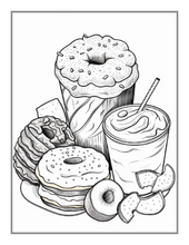 Load image into Gallery viewer, 50 Pages Bold and Easy Food Coloring Book Gift for Adults Kids Men Women Boys Girls Teens Fast Food Lover Foodie Food Fruit Coloring Sheets