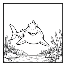 Load image into Gallery viewer, Cute Funny Shark Coloring Book for Kids Adults Ocean Animals Relaxing Marine Life Pages Coloring Book
