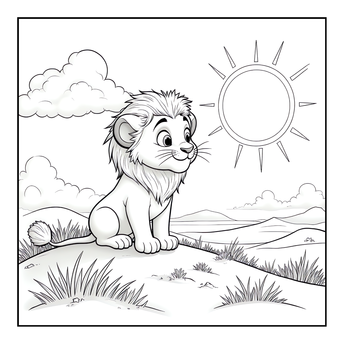 Cute Cozy Funny Lion Animal Coloring Book Gift for Adults Kids Boys Girls Teens: Single Sided Bold and Easy Cool Lion Themed Coloring Book