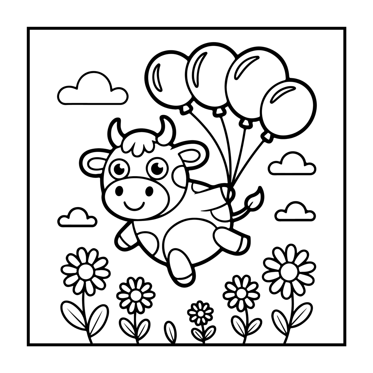 Cute Cow Coloring Book Gift for Adults Kids Boys Girls Teens: Single Sided Pages 25 Designs Cozy Cow Animal Coloring Book for Children