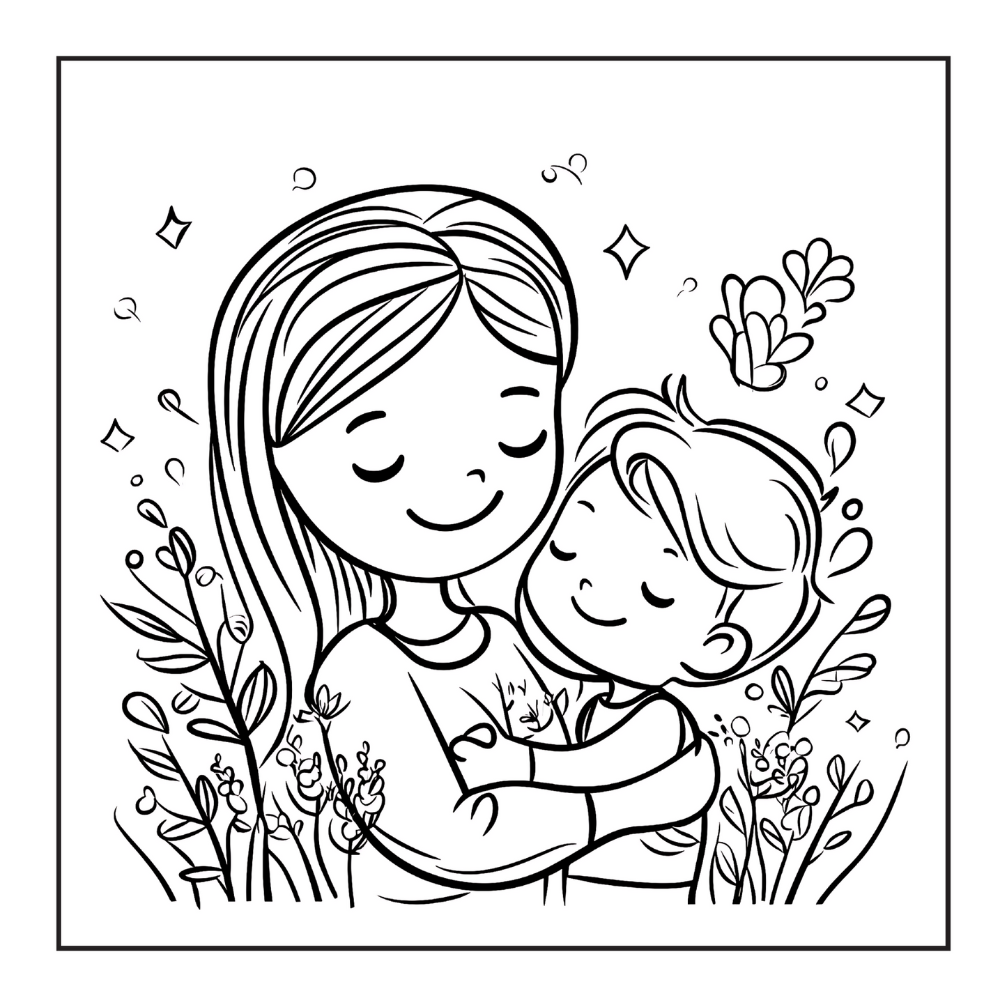 50 Pages Happy Mother's Day Coloring Book Gift for Kids Boys Girls Young Teens Youth Mom and Kids Coloring Pages Bold and Easy Mothers Day