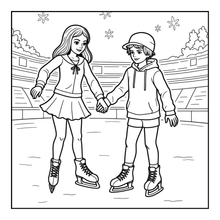 Load image into Gallery viewer, Ice Skating Coloring Book Kids Adults, Winter Sports Figure Skate Activity Coloring Pages, Gift for Skaters Hockey Fans