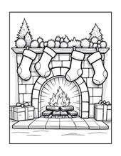 Load image into Gallery viewer, Cozy Christmas Coloring Book for Kids Adults: 25 Bold Easy Single Sided Holiday Coloring Pages with Cute Kitten Santa Snowman Designs