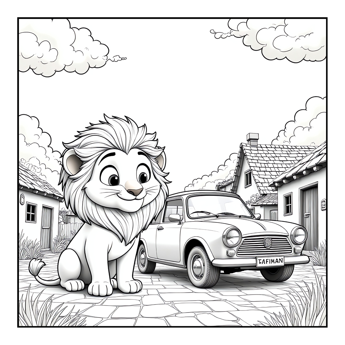 Cute Cozy Funny Lion Animal Coloring Book Gift for Adults Kids Boys Girls Teens: Single Sided Bold and Easy Cool Lion Themed Coloring Book