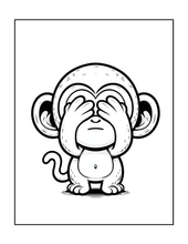 Load image into Gallery viewer, Cute Monkey Coloring Book for Kids Adults Fun Zoo Animal Pages, Stress Relief Creative Activity Coloring Book