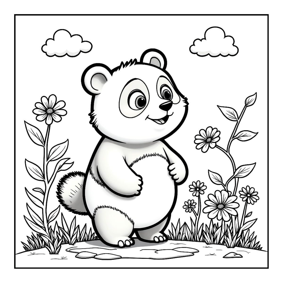 Cute Cozy Panda Bear Animal Coloring Book Gift for Adults Kids Boys Girls Teens: Single Sided Bold and Easy Cool Panda Bear Coloring Book