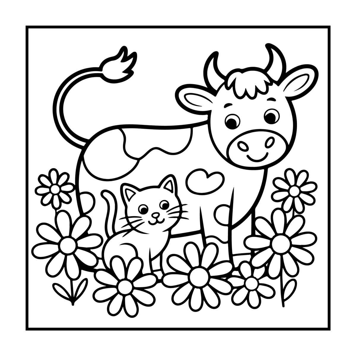 Cute Cow Coloring Book Gift for Adults Kids Boys Girls Teens: Single Sided Pages 25 Designs Cozy Cow Animal Coloring Book for Children