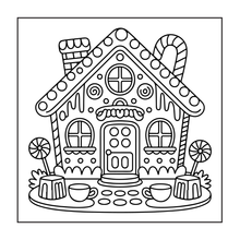 Load image into Gallery viewer, Cute Christmas Gingerbread House Coloring Book Whimsical Candy Holiday Pages for Kids Teens Adults Festive Relaxation Gift