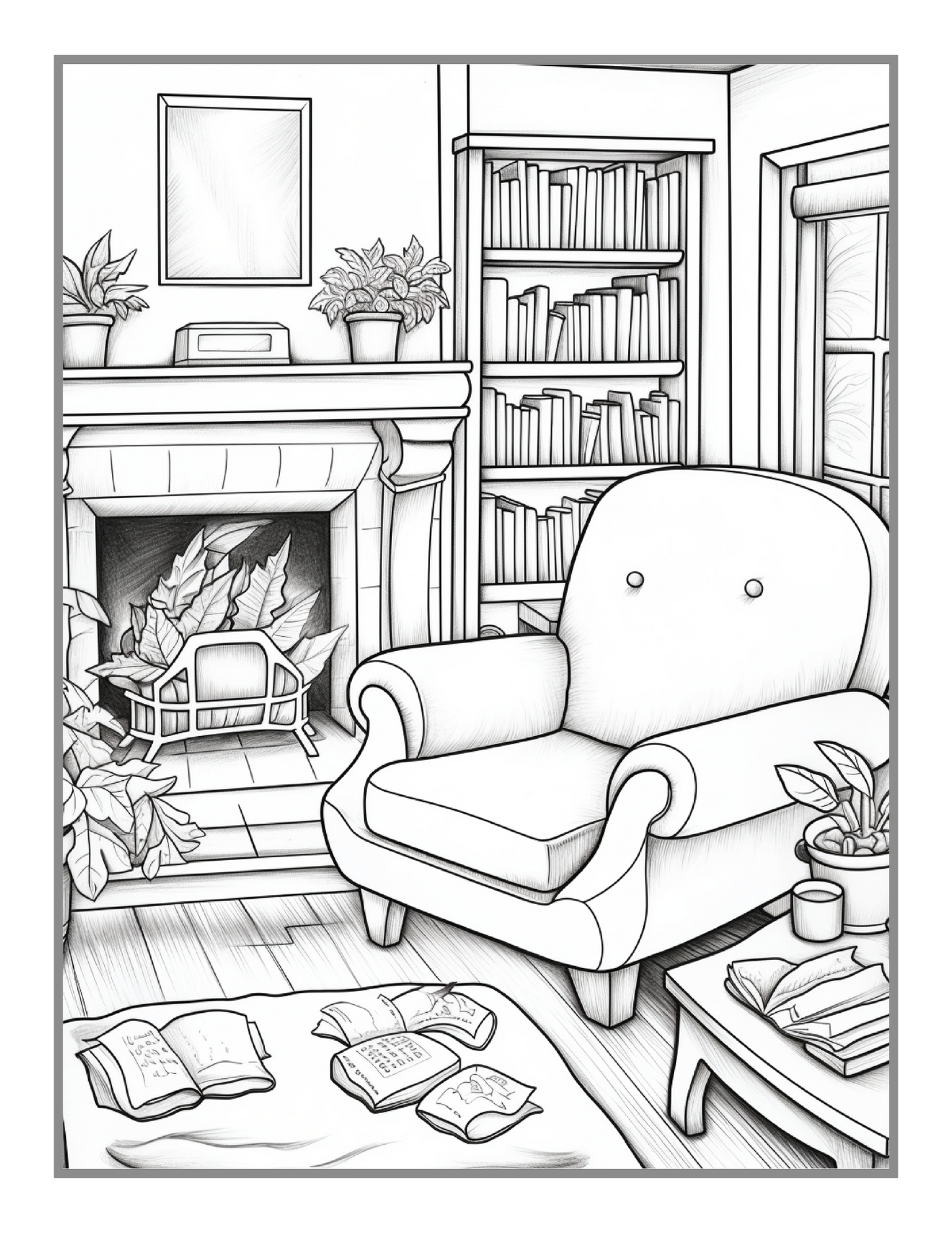 Interior Design Cute Cozy Room Coloring Book Birthday Gift for Adults Kids Men Women Boys Girls Stress Relief Relaxation Coloring Sheets