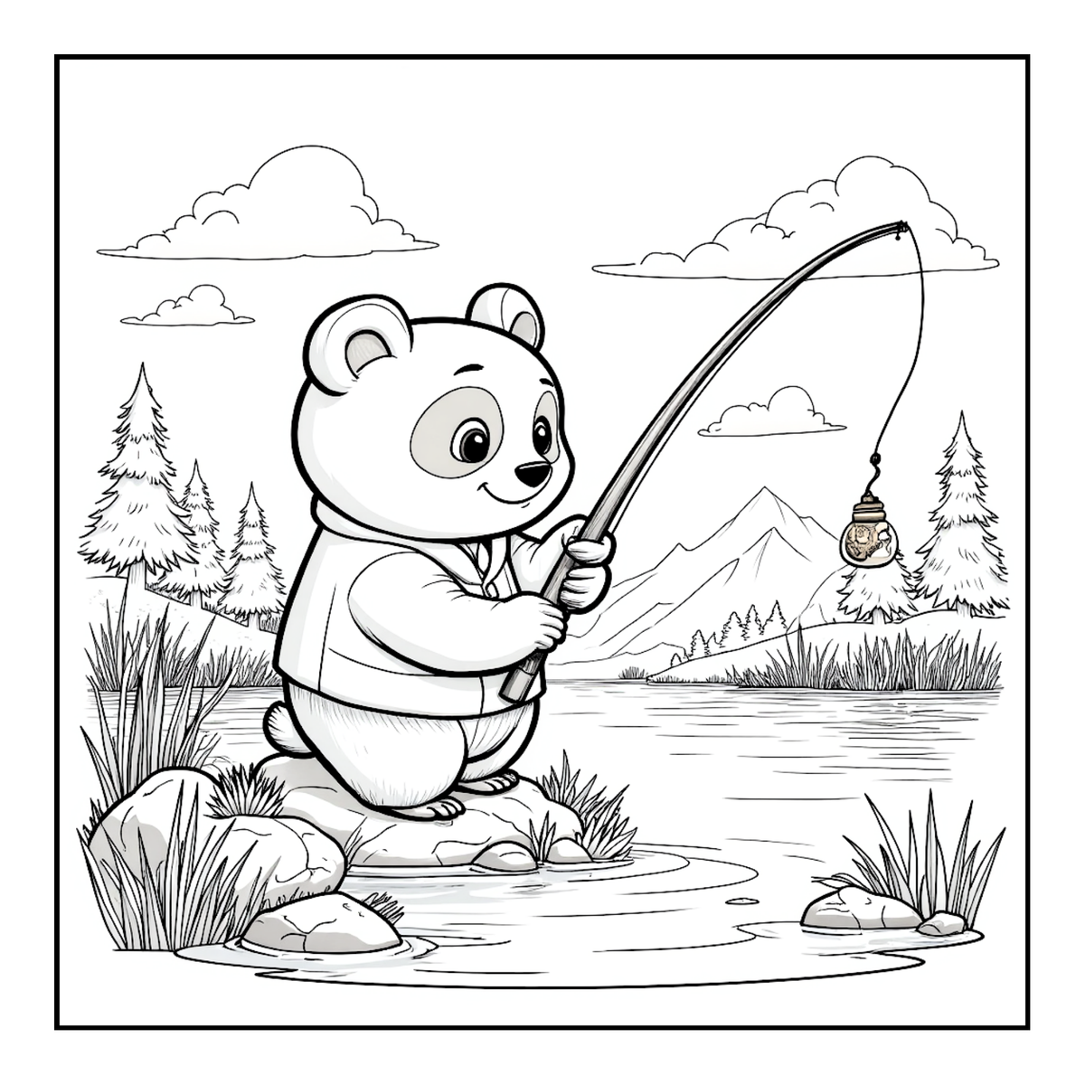 Cute Cozy Panda Bear Animal Coloring Book Gift for Adults Kids Boys Girls Teens: Single Sided Bold and Easy Cool Panda Bear Coloring Book
