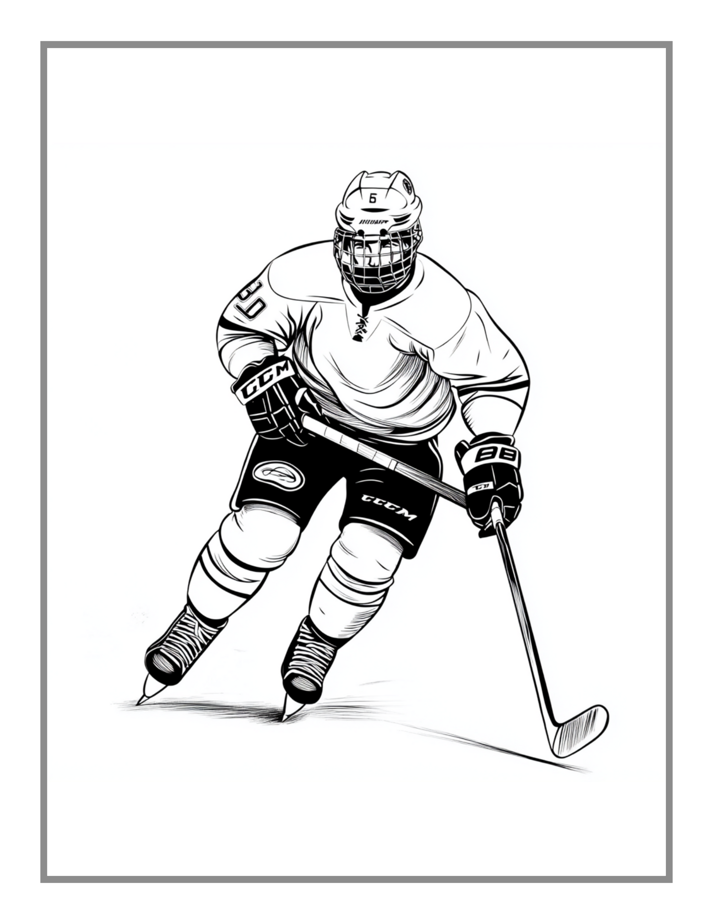 50 Pages Ice Hockey Coloring Book Gift for Adults Kids Men Women Boys Girls Teens Youth Ice Hockey Player Coloring Sheets for Children