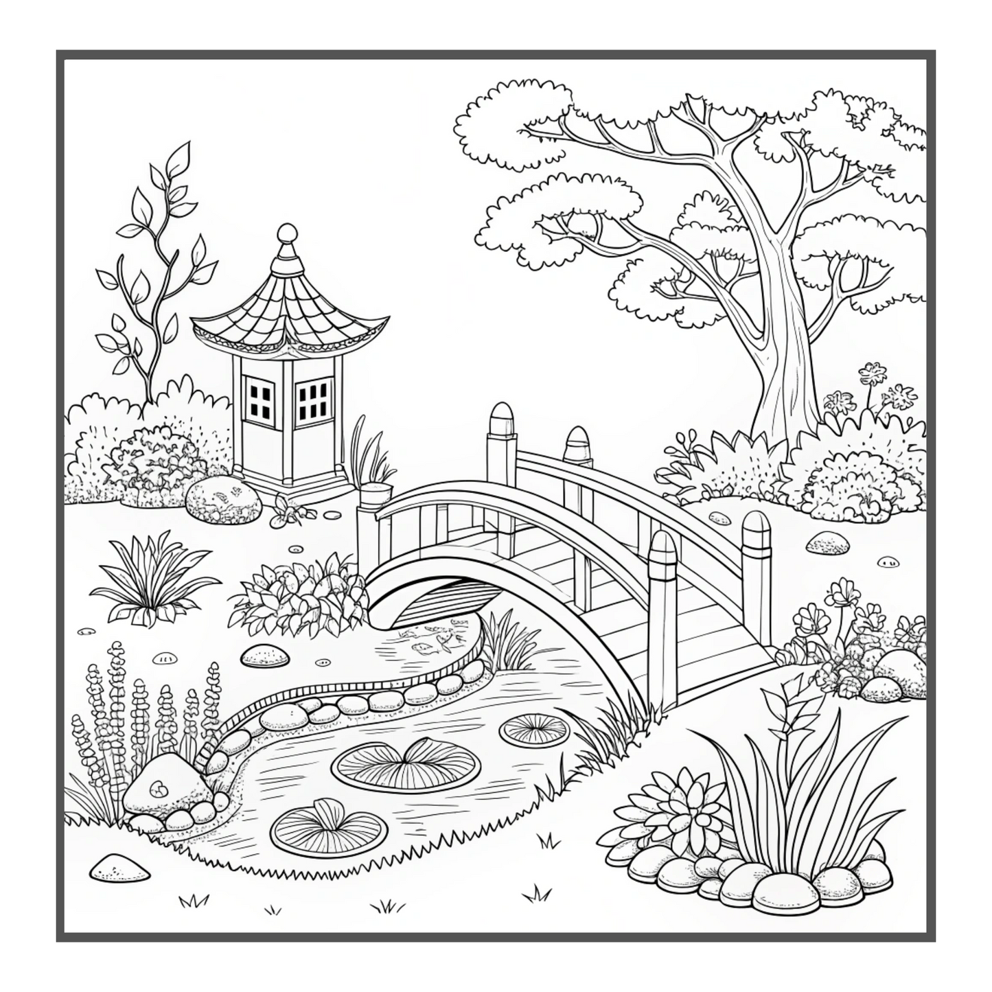 50 Pages Cute Kawaii Garden Coloring Book Gift for Adults Kids Men Women Boys Girls Teens Youth Cool Garden Coloring Sheets for Children