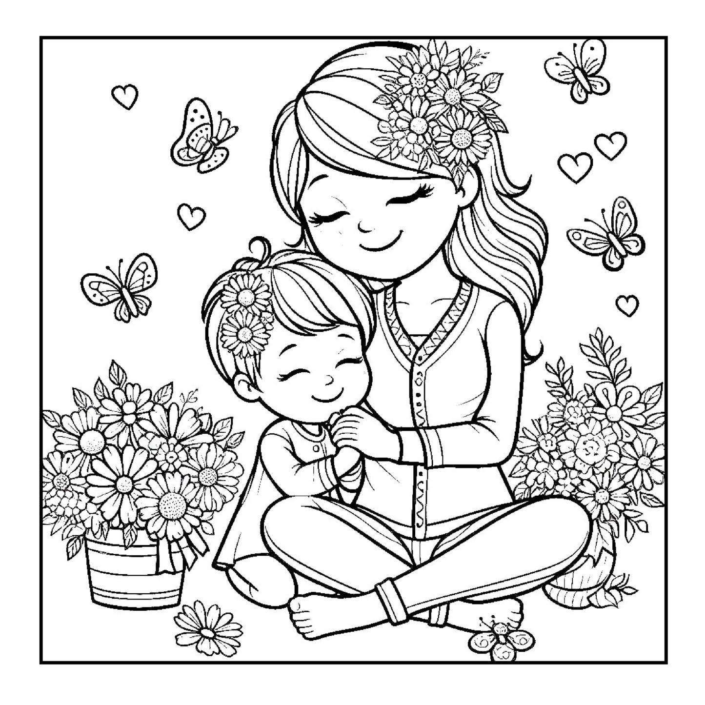 50 Pages Happy Mother's Day Coloring Book Gift for Kids Boys Girls Young Teens Youth Mom and Kids Coloring Pages Bold and Easy Mothers Day