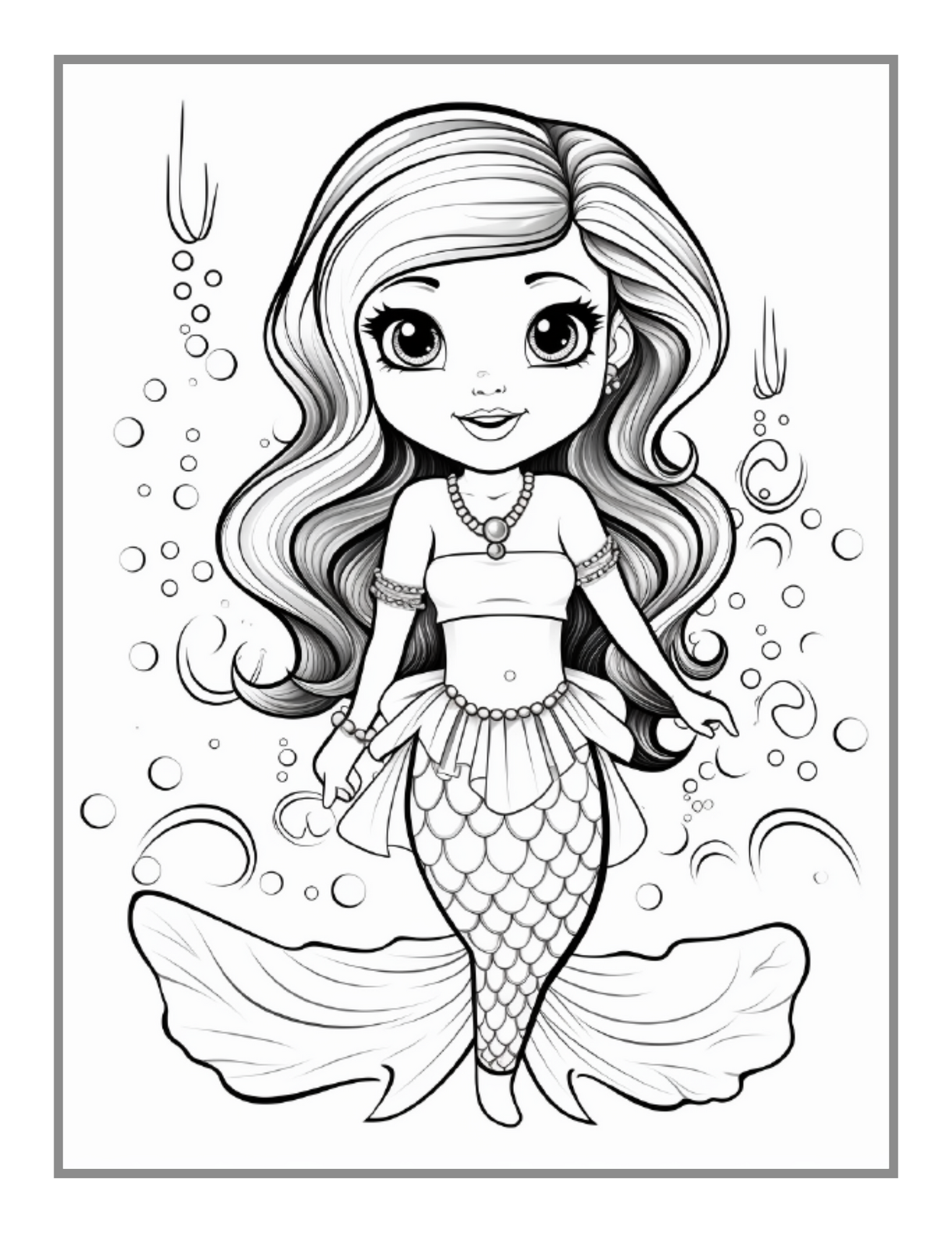 50 Pages Cute Easy Mermaid Coloring Book Gift for Kids Boys Girls Teens Sea Creature Happy Mermaid Coloring Book for Kids Ages 8-12 Toddlers