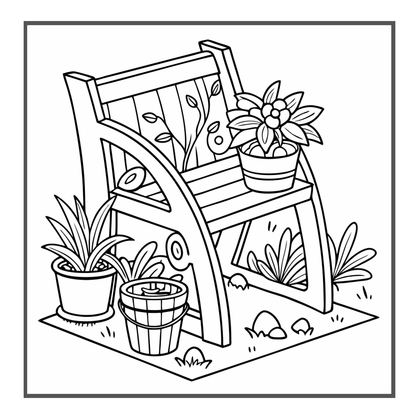 50 Pages Cute Kawaii Garden Coloring Book Gift for Adults Kids Men Women Boys Girls Teens Youth Nature Lover Garden Coloring Book