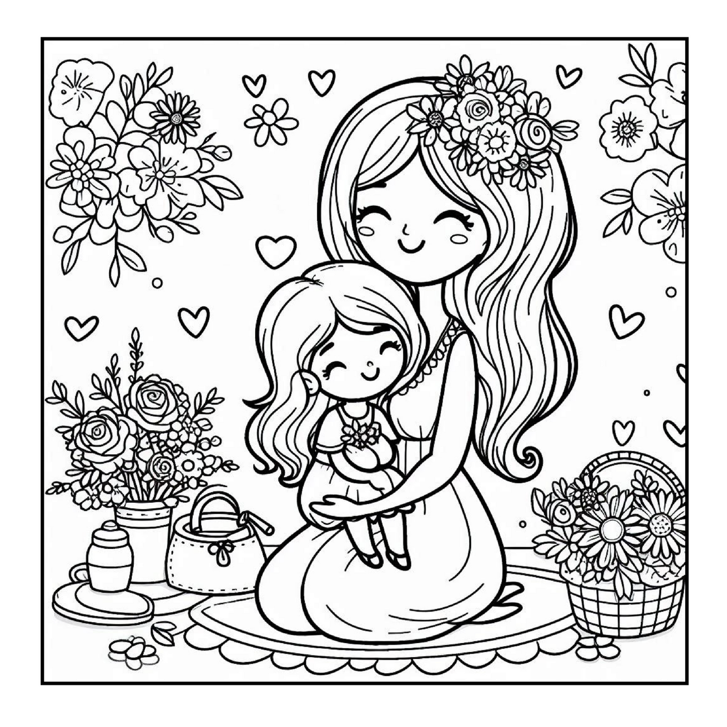 50 Pages Happy Mother's Day Coloring Book Gift for Kids Boys Girls Young Teens Youth Mom and Kids Coloring Pages Bold and Easy Mothers Day