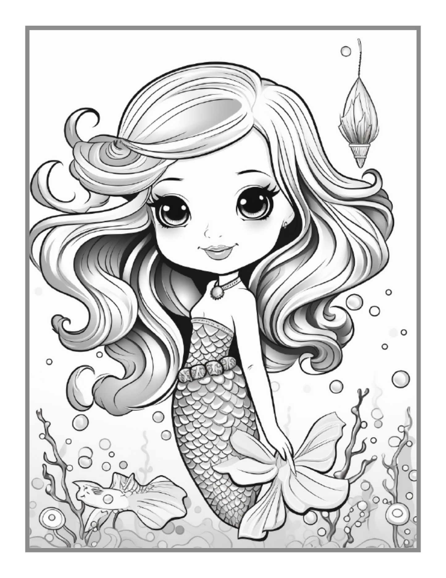 50 Pages Cute Easy Mermaid Coloring Book Gift for Kids Boys Girls Teens Sea Creature Happy Mermaid Coloring Book for Kids Ages 8-12 Toddlers