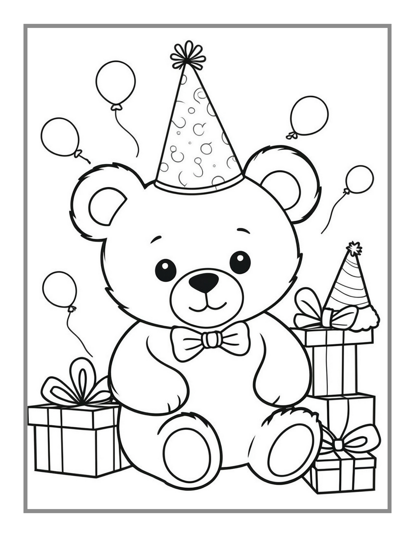 50 Pages Cute Teddy Bear Coloring Book Gift for Adults Kids Men Women Boys Girls Teens Bold and Easy Cool Funny Bear Animal Coloring Book