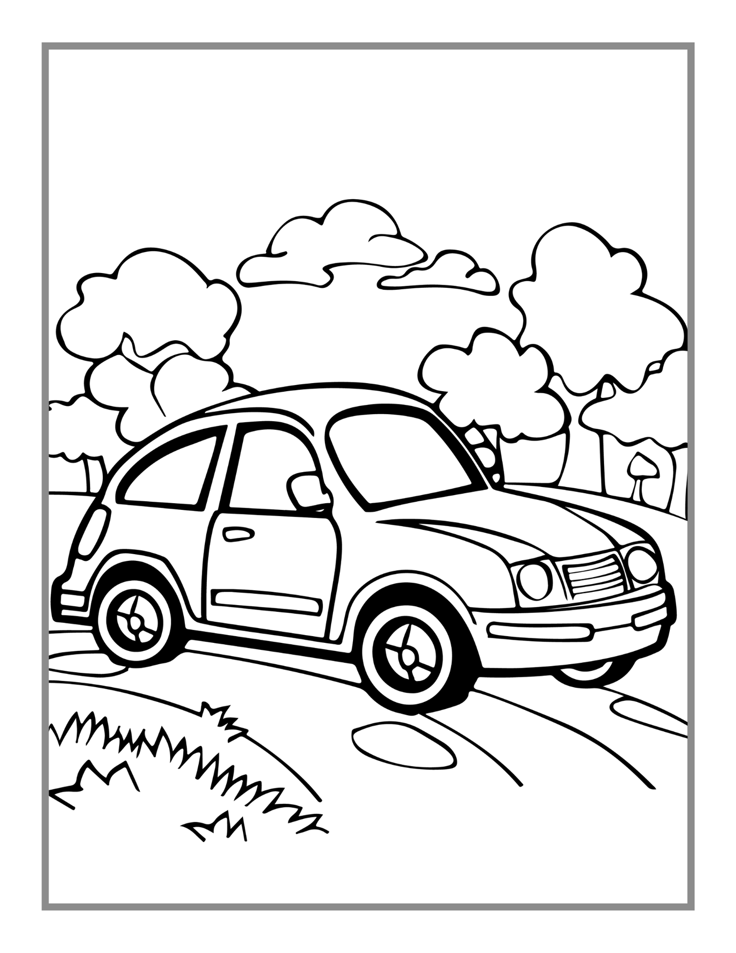 Cute Vehicles Cars Coloring Book Gift for Adults Kids Men Women Boys Girls Teens Youth 50 Pages Bold Easy Vehicle Coloring Activity Sheets