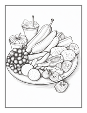 Load image into Gallery viewer, 50 Pages Bold and Easy Food Coloring Book Gift for Adults Kids Men Women Boys Girls Teens Fast Food Lover Foodie Food Fruit Coloring Sheets