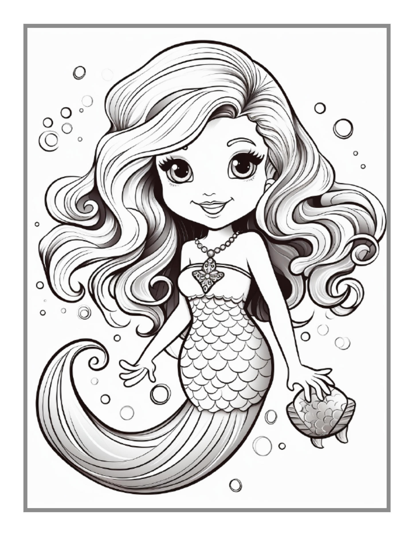 50 Pages Cute Easy Mermaid Coloring Book Gift for Kids Boys Girls Teens Sea Creature Happy Mermaid Coloring Book for Kids Ages 8-12 Toddlers