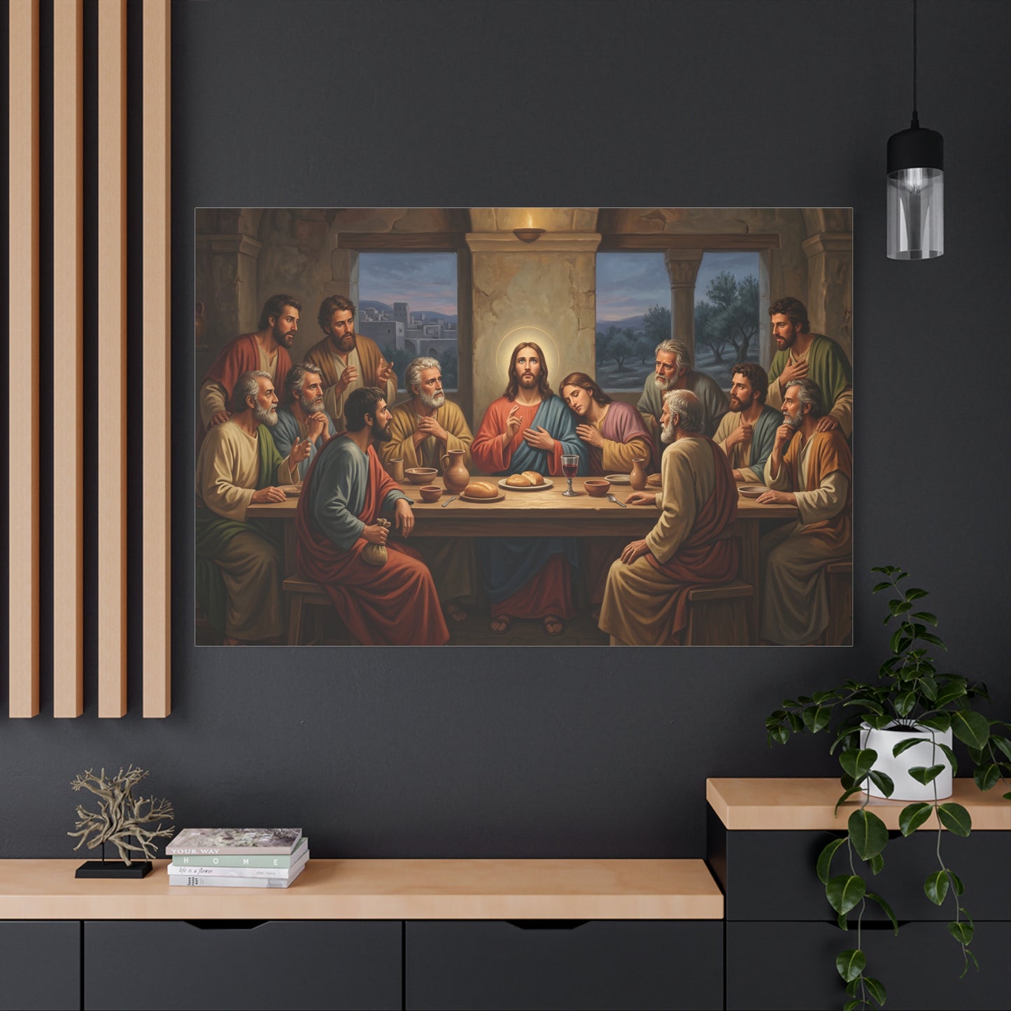 Cool Last Supper Canvas Wall Art Print Large Religious Biblical Faith Home Decor Christian Wall Art Ready to Hang for Living Room