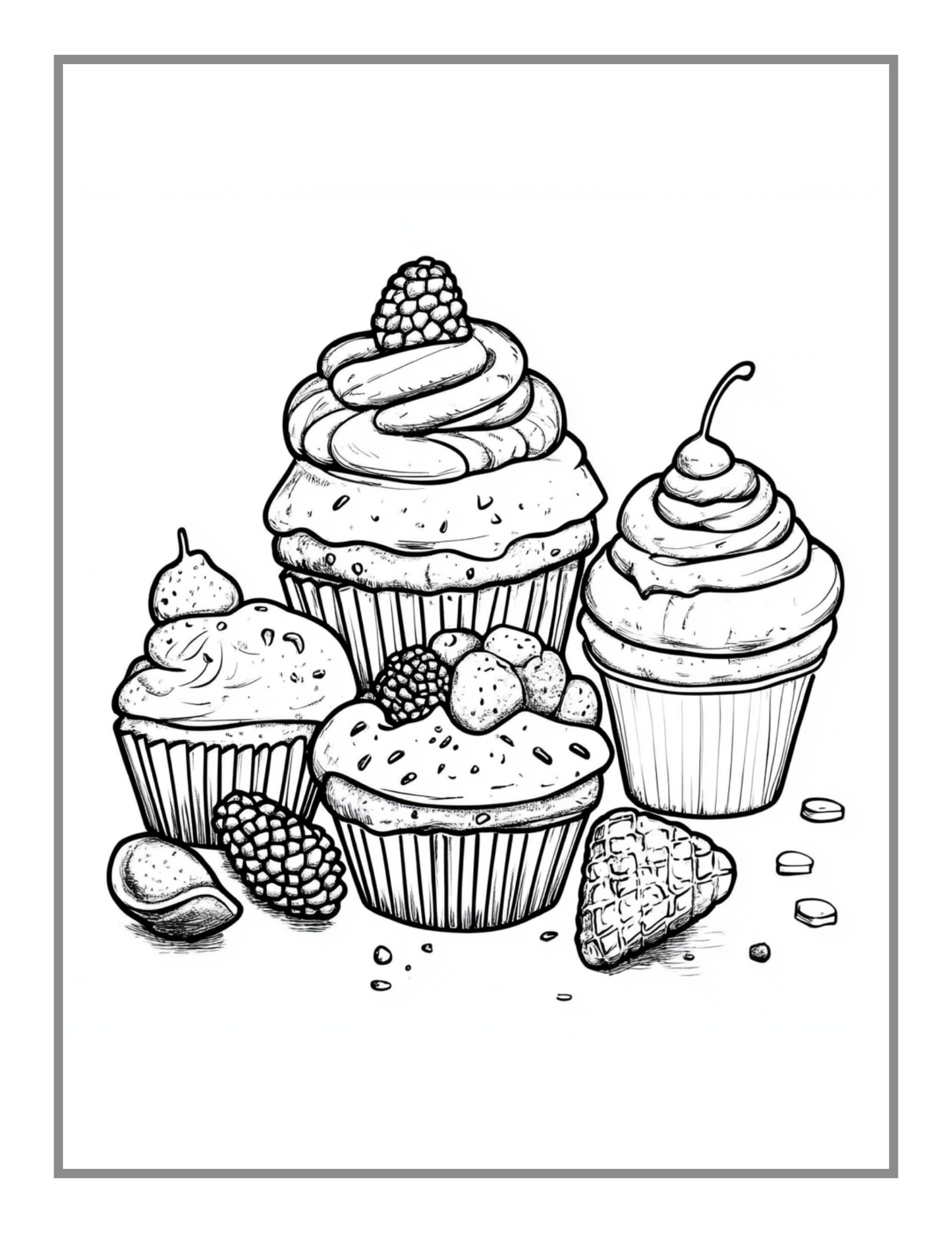 50 Pages Cozy Dessert Foodie Food Lover Coloring Book for Adults Kids Men Women Boys Girls Teens Youth Cupcake Cake Sweet Treat Candy