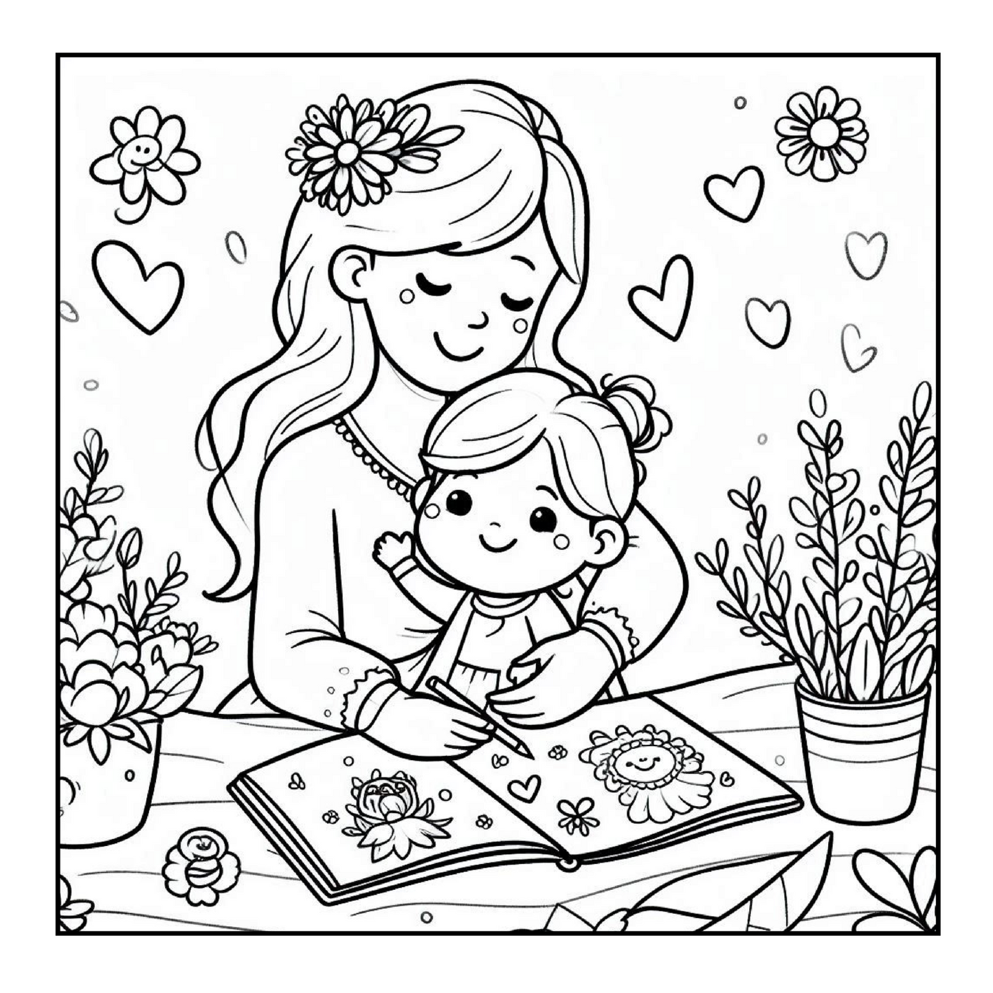 50 Pages Happy Mother's Day Coloring Book Gift for Kids Boys Girls Young Teens Youth Mom and Kids Coloring Pages Bold and Easy Mothers Day