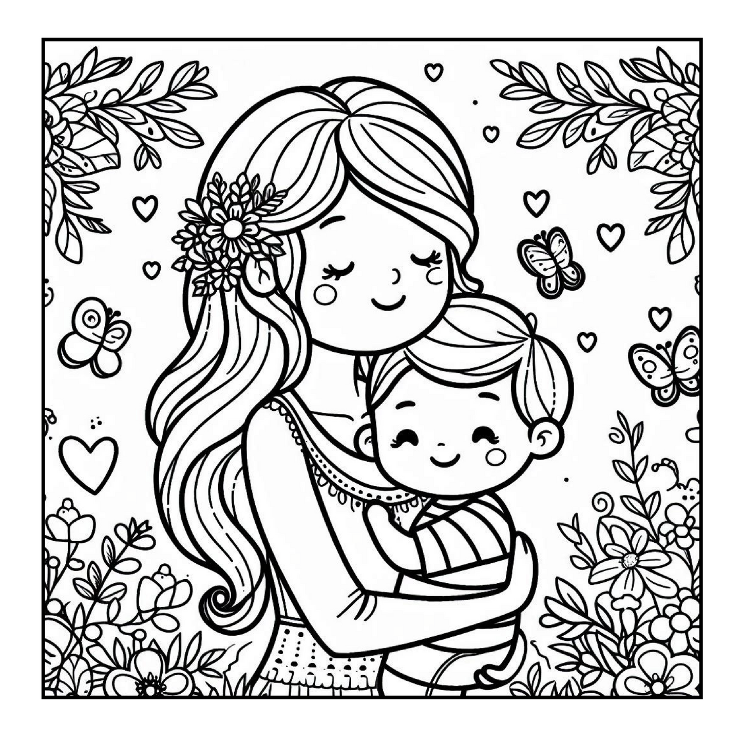 50 Pages Happy Mother's Day Coloring Book Gift for Kids Boys Girls Young Teens Youth Mom and Kids Coloring Pages Bold and Easy Mothers Day