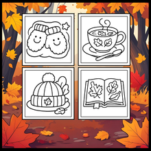 Load image into Gallery viewer, Cute and Cozy Fall Days Vibes Coloring Book for Adults Men Women Kids Boys Girls Teens Halloween and Fall Comfy and Cozy Fall Season Theme