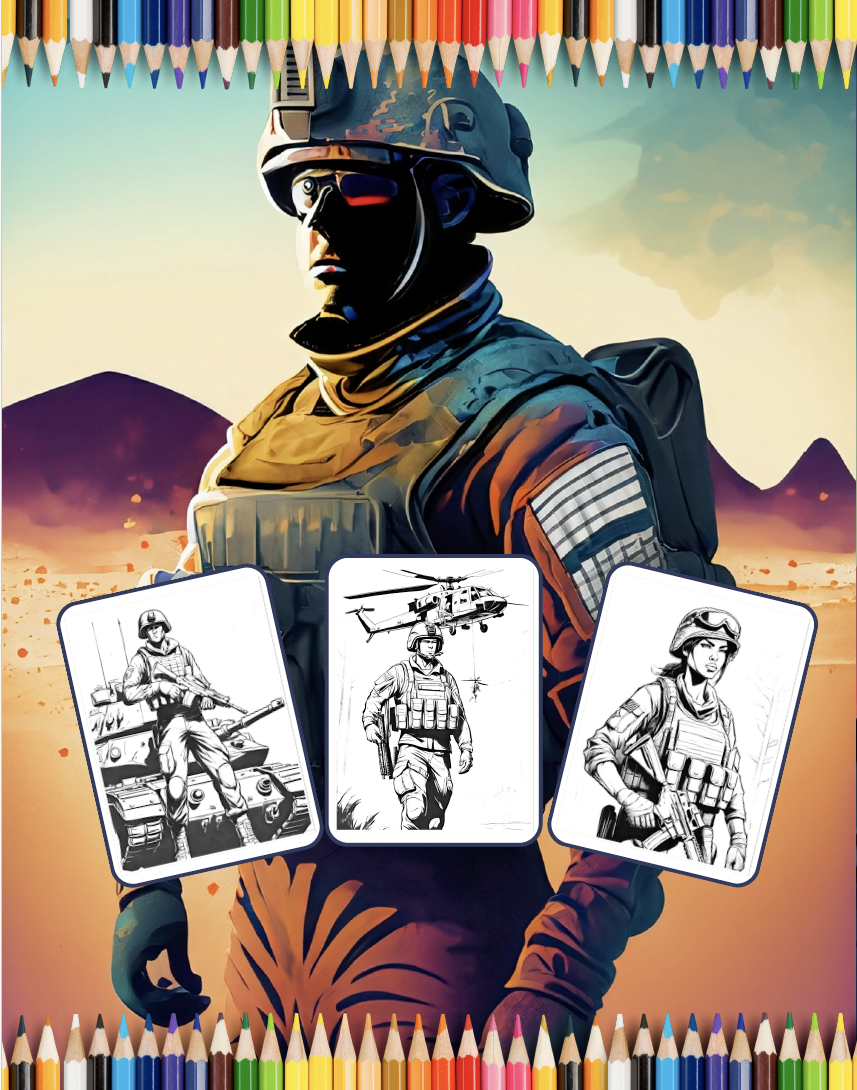 Military Army Soldier Coloring Book For Kids Military Coloring Pages Army Coloring Books Boys US Army Coloring Book Army Man Coloring Book