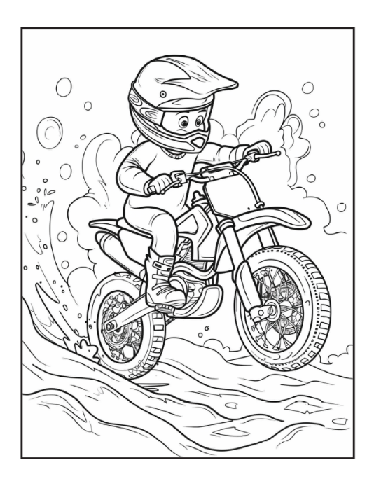 50 Pages Dirt Bike Motorcycle Coloring Book Gift for Adults Men Women Kids Motorbike Coloring Sheets Boys Girls Teens Biker Activity Book
