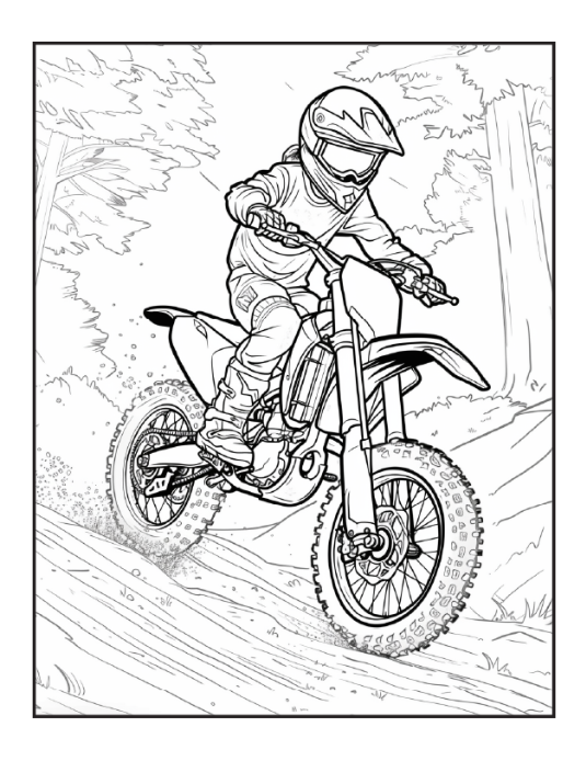 50 Pages Dirt Bike Motorcycle Coloring Book Gift for Adults Men Women Kids Motorbike Coloring Sheets Boys Girls Teens Biker Activity Book