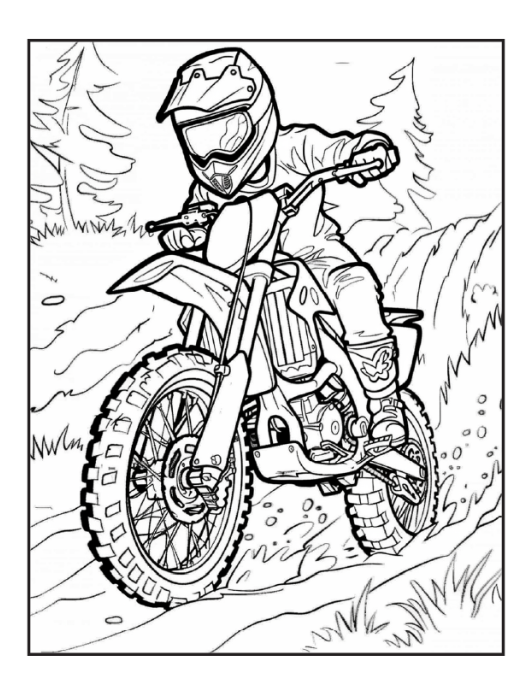 50 Pages Dirt Bike Motorcycle Coloring Book Gift for Adults Men Women Kids Motorbike Coloring Sheets Boys Girls Teens Biker Activity Book