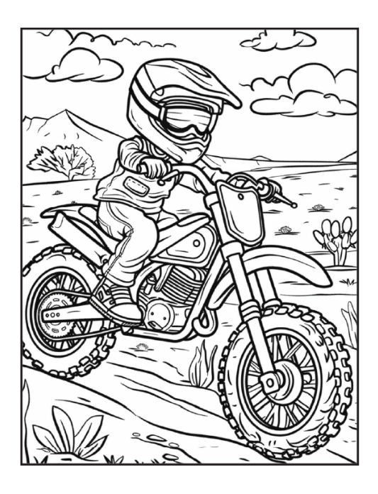 50 Pages Dirt Bike Motorcycle Coloring Book Gift for Adults Men Women Kids Motorbike Coloring Sheets Boys Girls Teens Biker Activity Book
